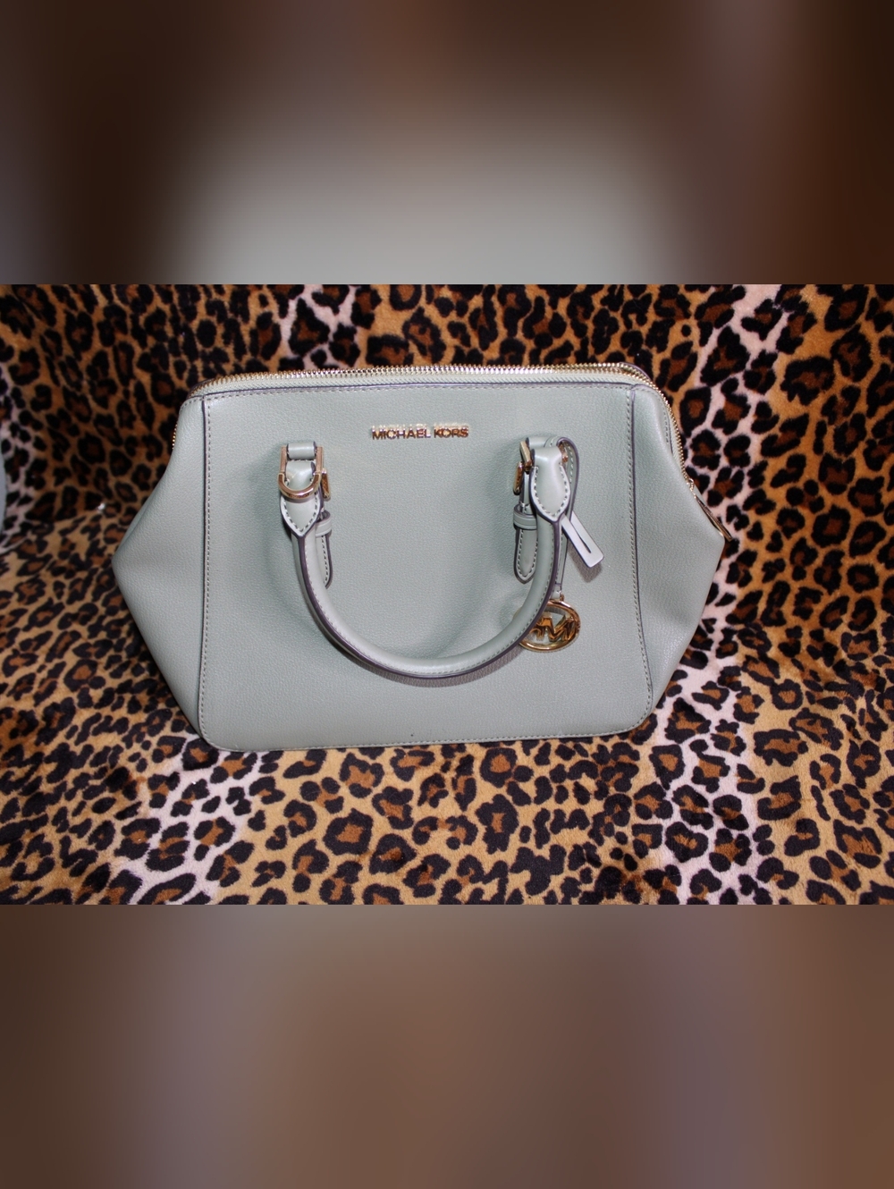 MICHAEL KORS Pale Sage Leather Satchel